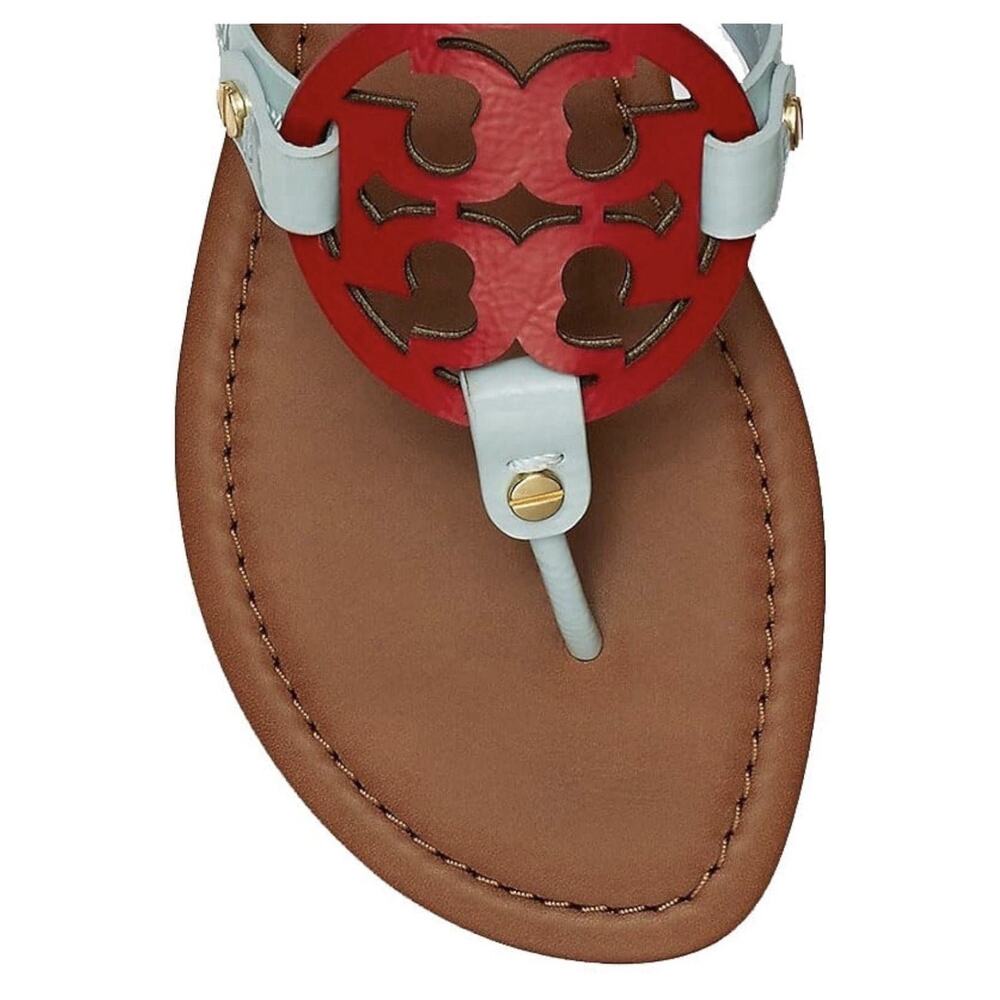 Tory Burch Miller Sea Bubble Flip-Flops Sandal 7.5 Red Light Blue - Picture 2 of 4